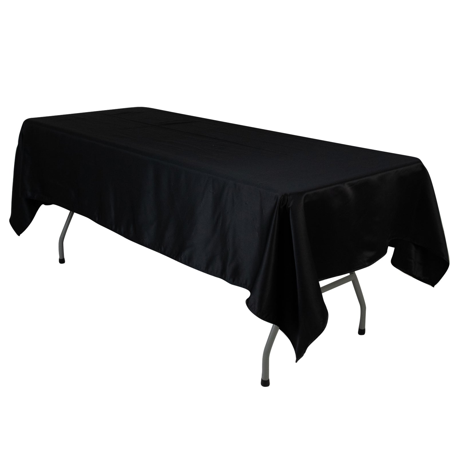Black Lamour satin rectangle tablecloth, 60"x102" size.