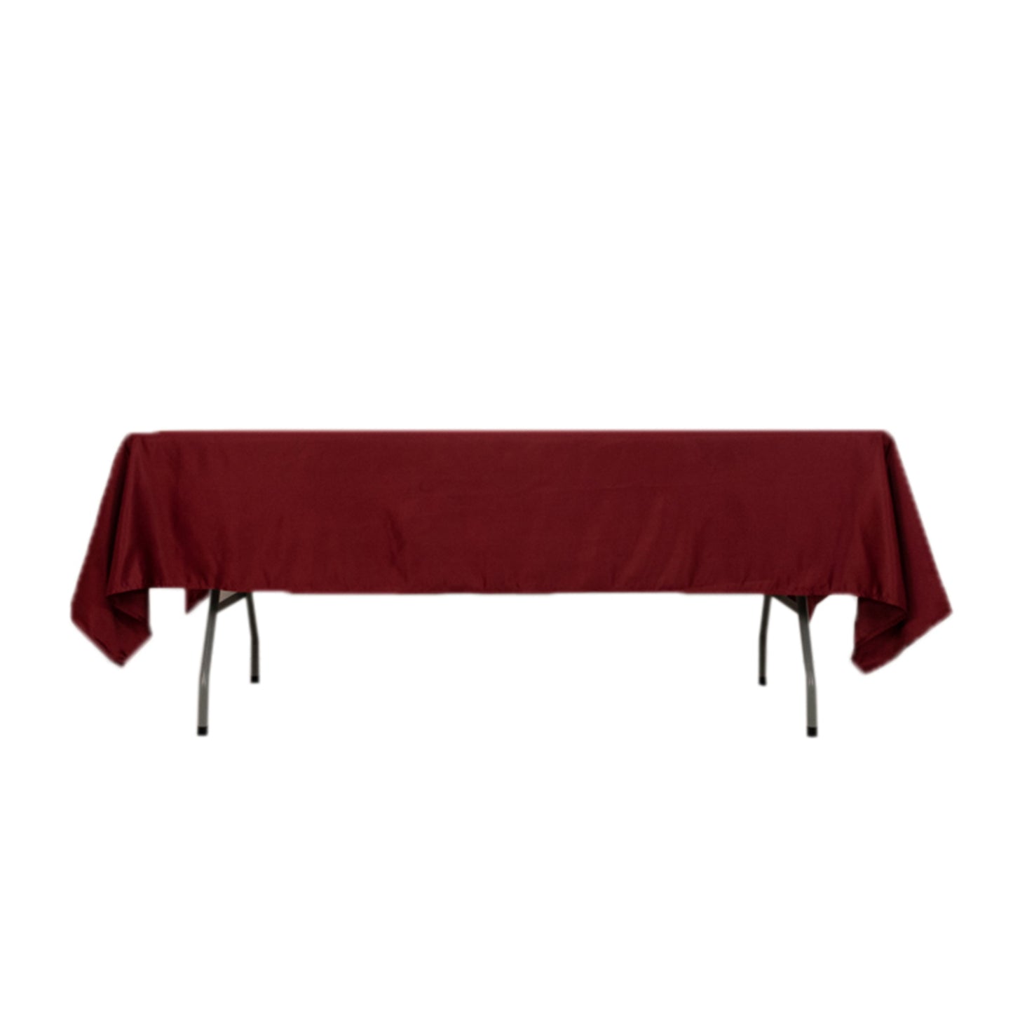Burgundy satin rectangle tablecloth, 60"x102" for elegant table settings.