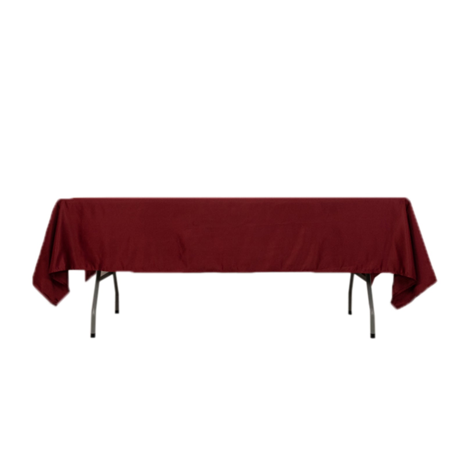 Burgundy satin rectangle tablecloth, 60"x102" for elegant table settings.