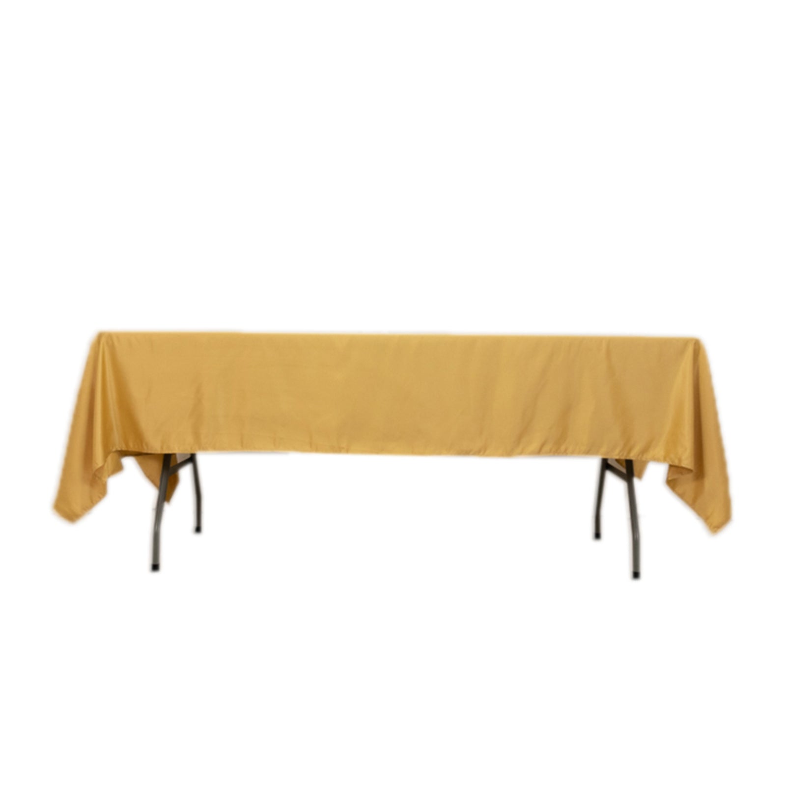 Champagne satin rectangle tablecloth, 60"x102" for elegant dining.