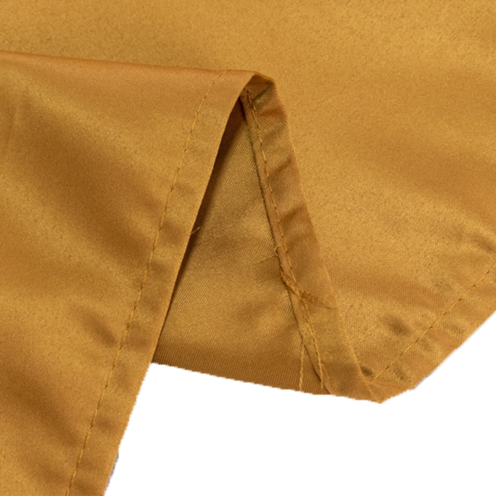 Gold satin rectangle tablecloth, 60"x102" in size.