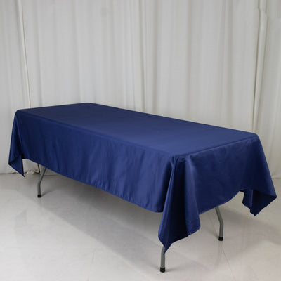 Exquisite Navy Blue Seamless Lamour Satin Rectangular Tablecloth