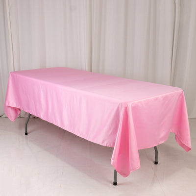 Exquisite Pink Seamless Lamour Satin Rectangular Tablecloth