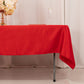 Red satin tablecloth, 60"x102", perfect for elegant events.
