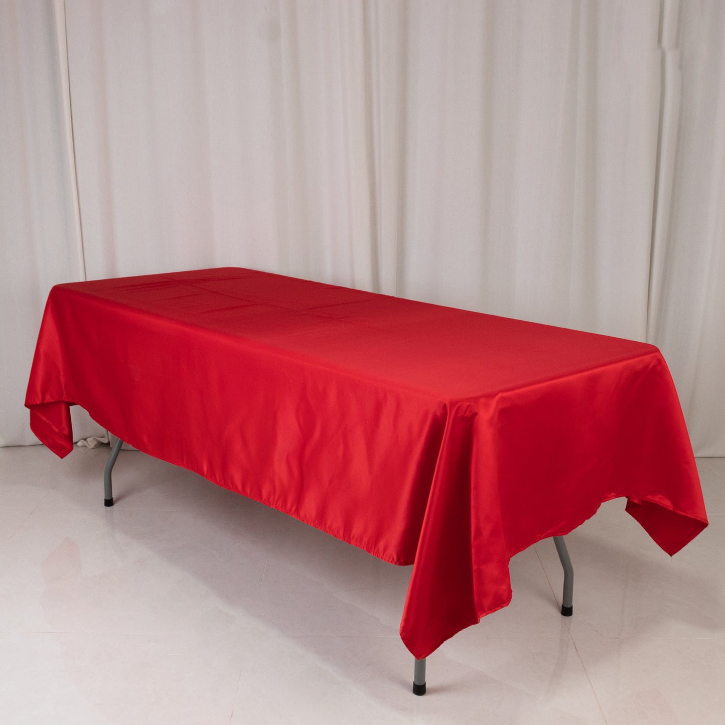 Red satin rectangle tablecloth, 60"x102".