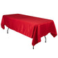 Red satin rectangle tablecloth 60"x102" for elegant dining setups.