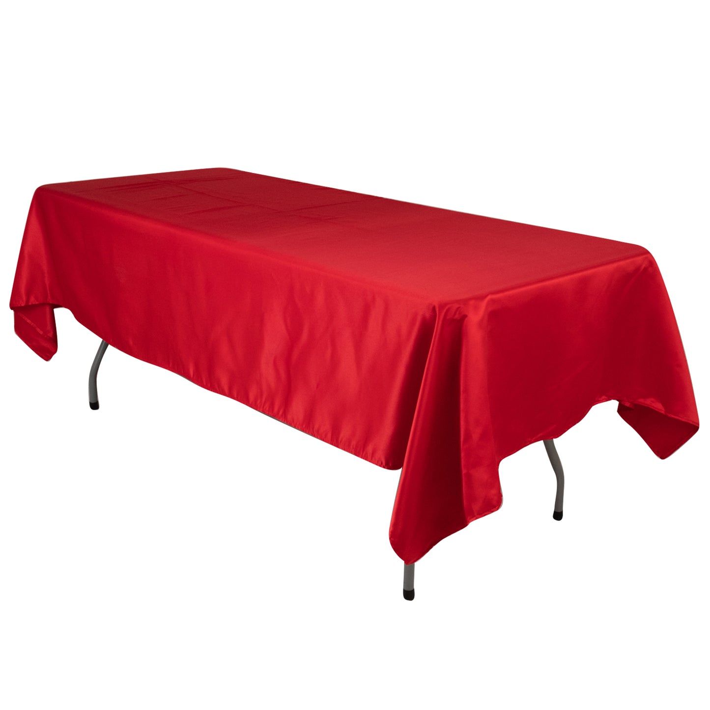 Red satin rectangle tablecloth 60"x102" for elegant dining setups.