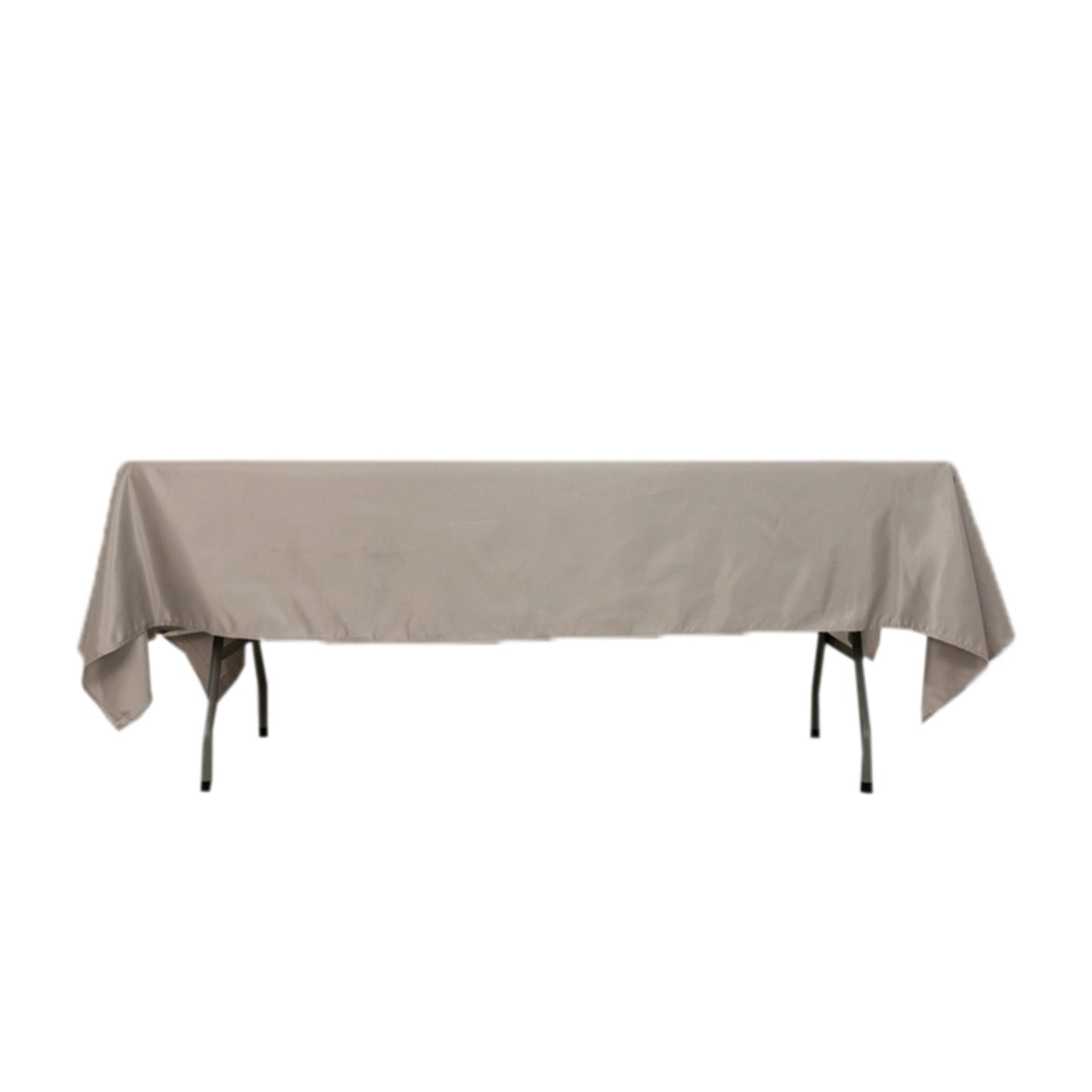 Silver rectangle tablecloth, 60"x102", perfect for elegant dining settings.