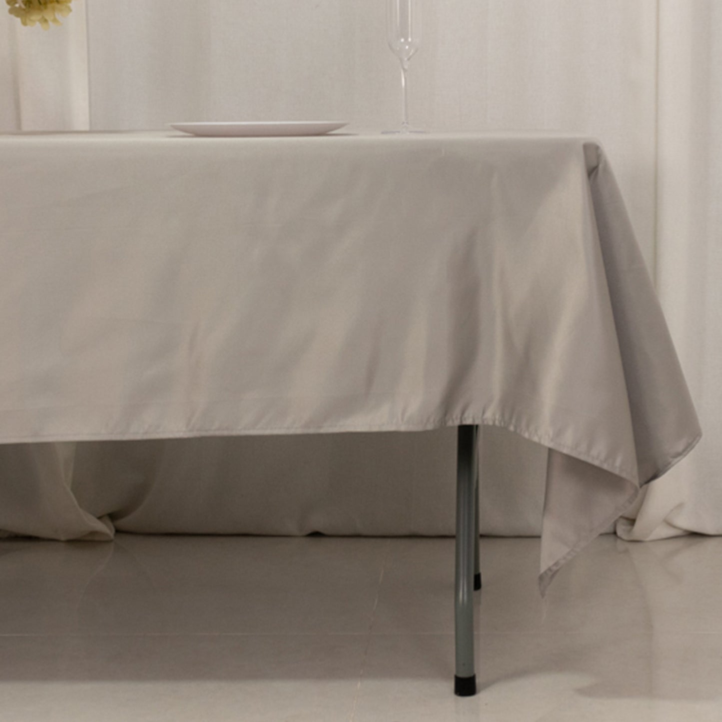 Silver Lamour satin rectangle tablecloth, 60"x102