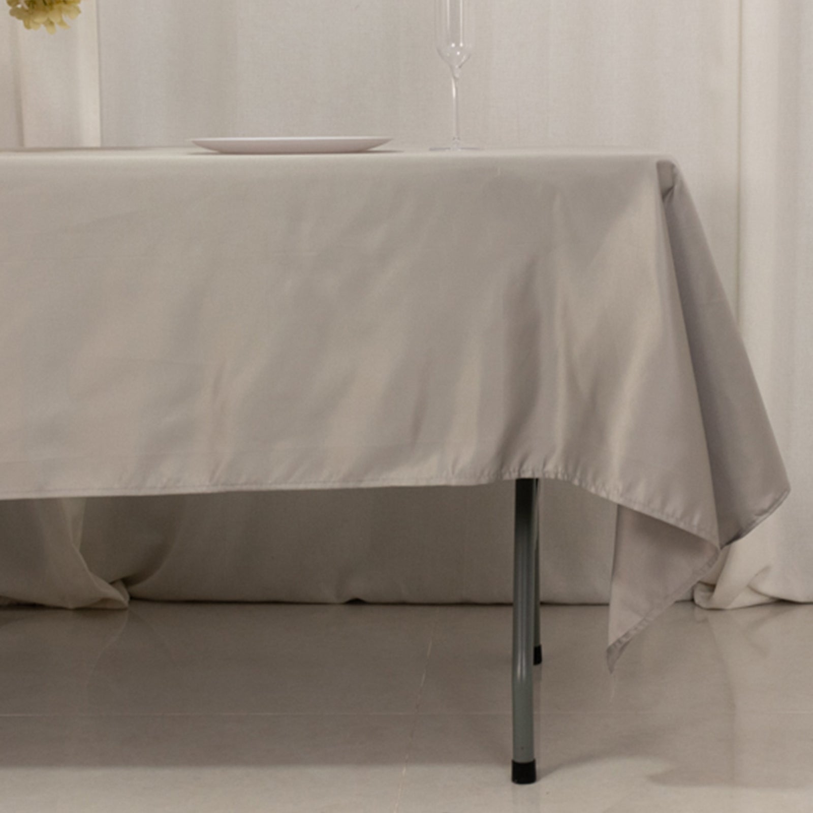Silver Lamour satin rectangle tablecloth, 60"x102
