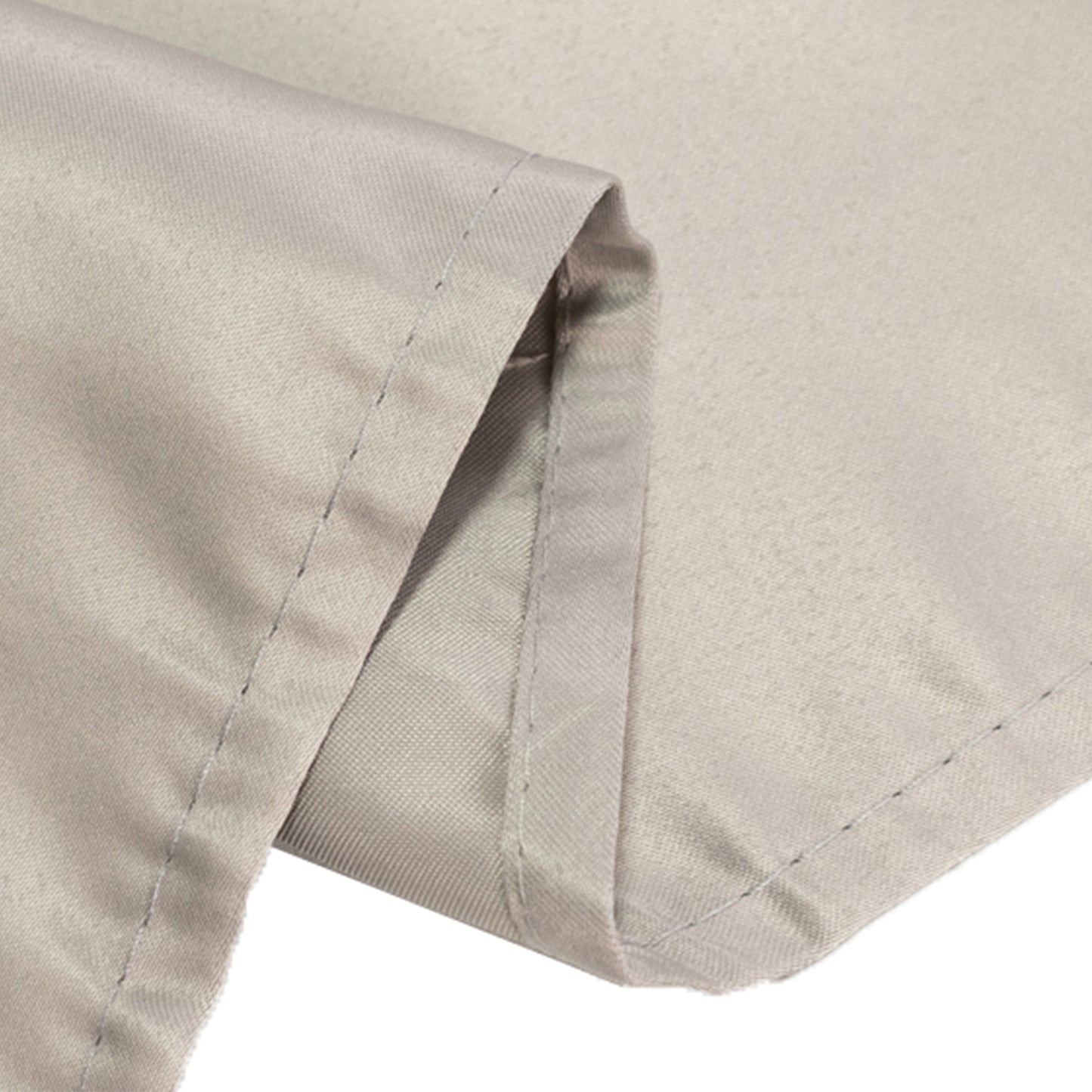 Silver satin tablecloth, 60"x102" rectangle shape.