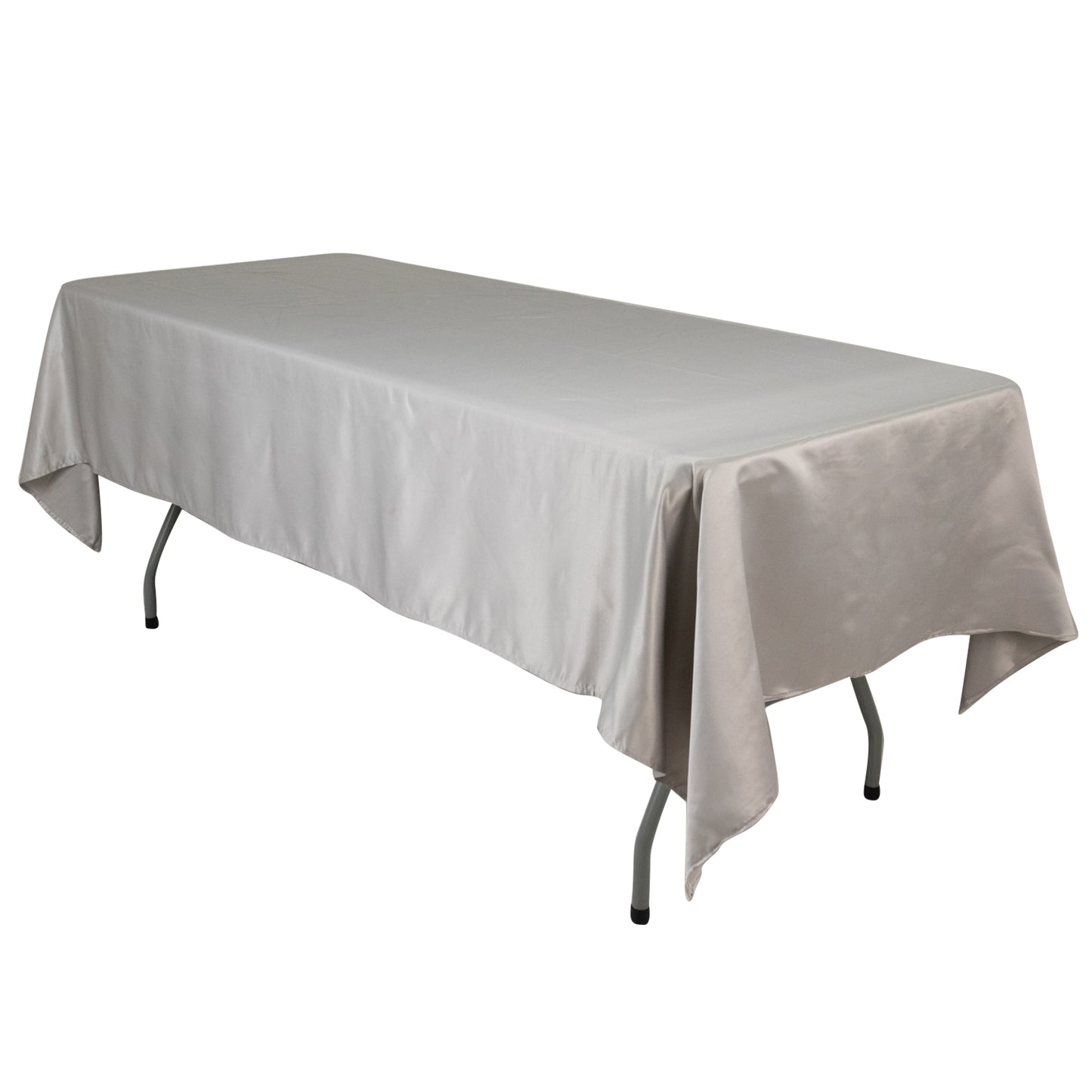 Silver satin rectangle tablecloth, 60"x102".