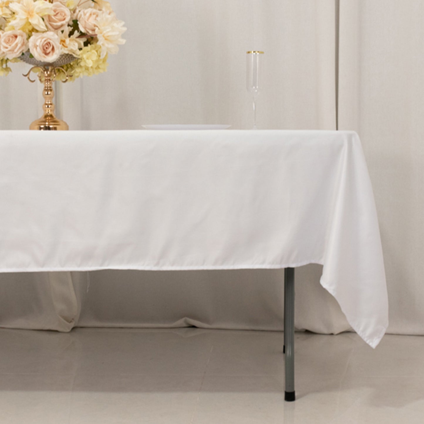 60"x102" White Lamour Satin Rectangle Tablecloth