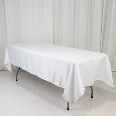 Exquisite White Seamless Lamour Satin Rectangular Tablecloth