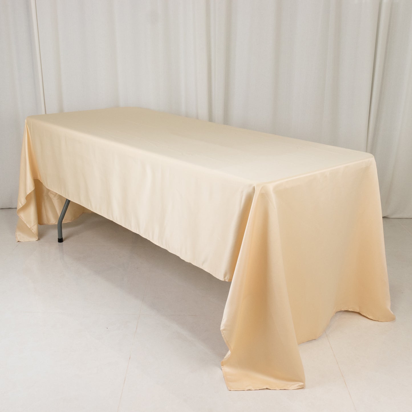60"x126" Beige Lamour Satin Rectangle Tablecloth
