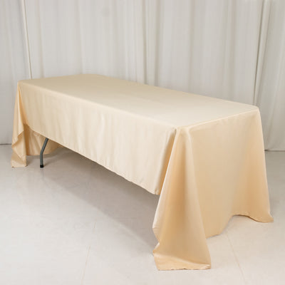 Beige Lamour Satin Seamless Rectangle Tablecloth