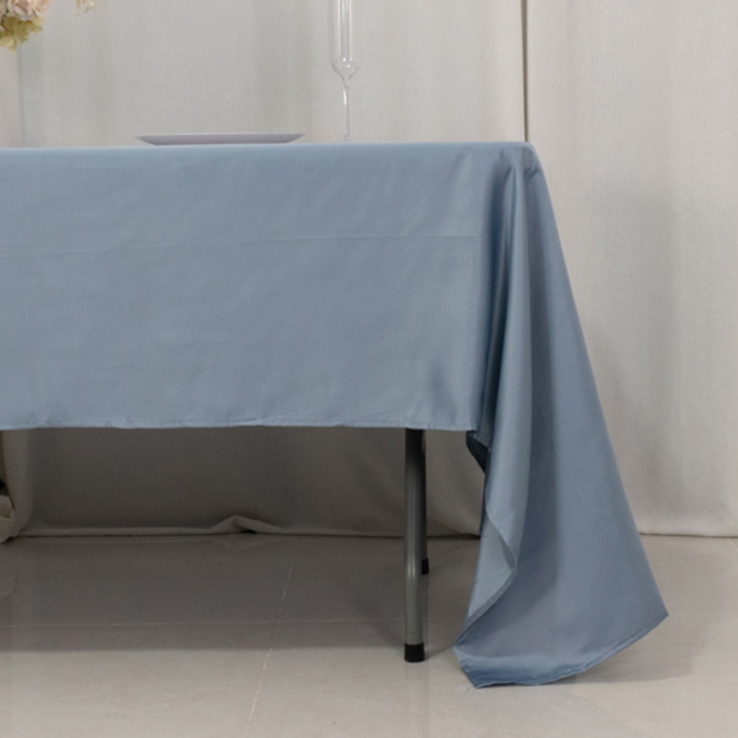 60"x126" Dusty Blue Lamour Satin Rectangle Tablecloth