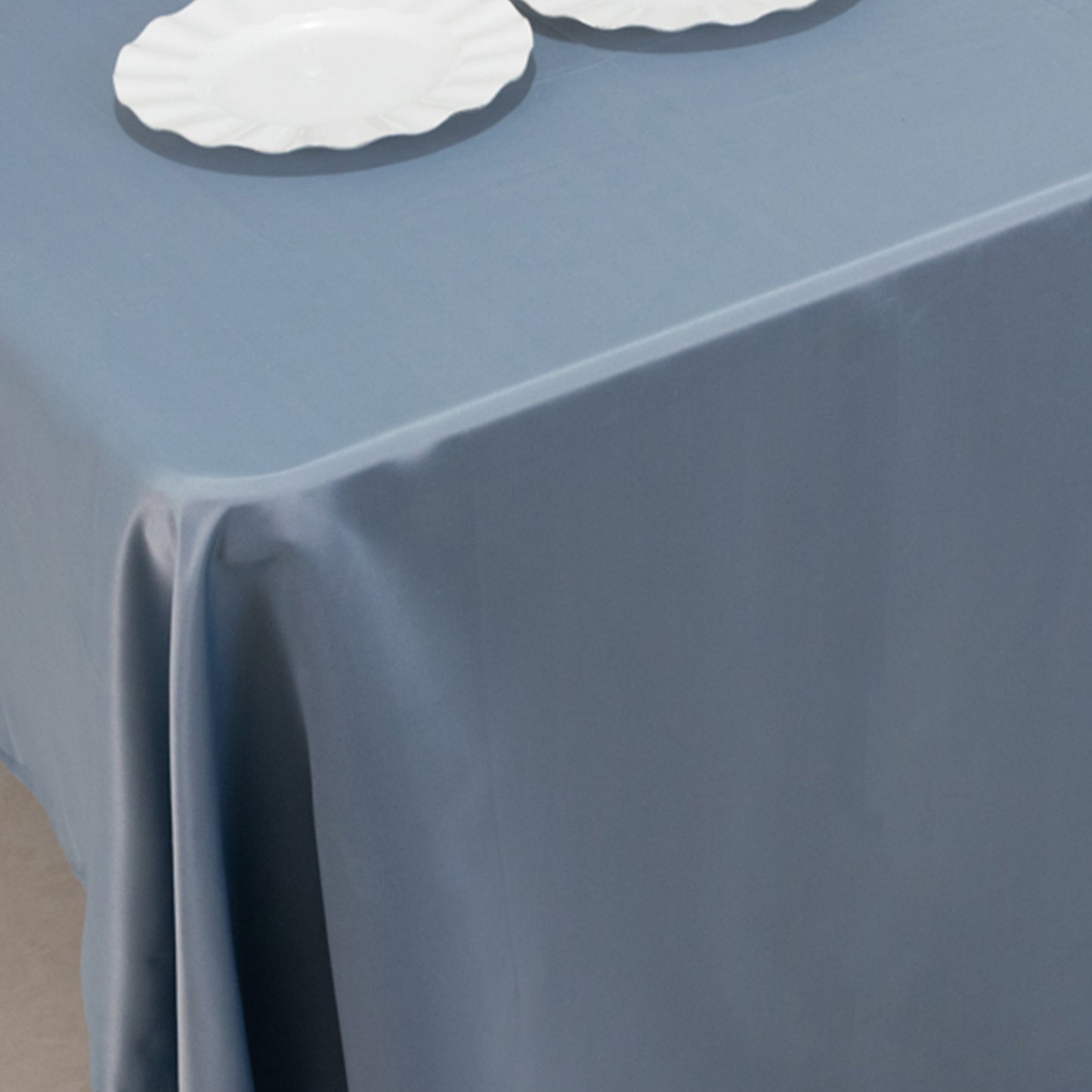60"x126" Dusty Blue Lamour Satin Rectangle Tablecloth