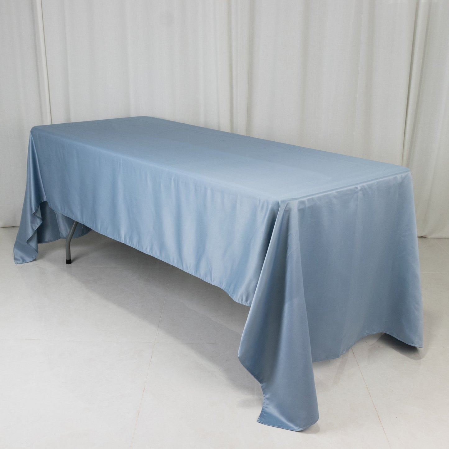 60"x126" Dusty Blue Lamour Satin Rectangle Tablecloth