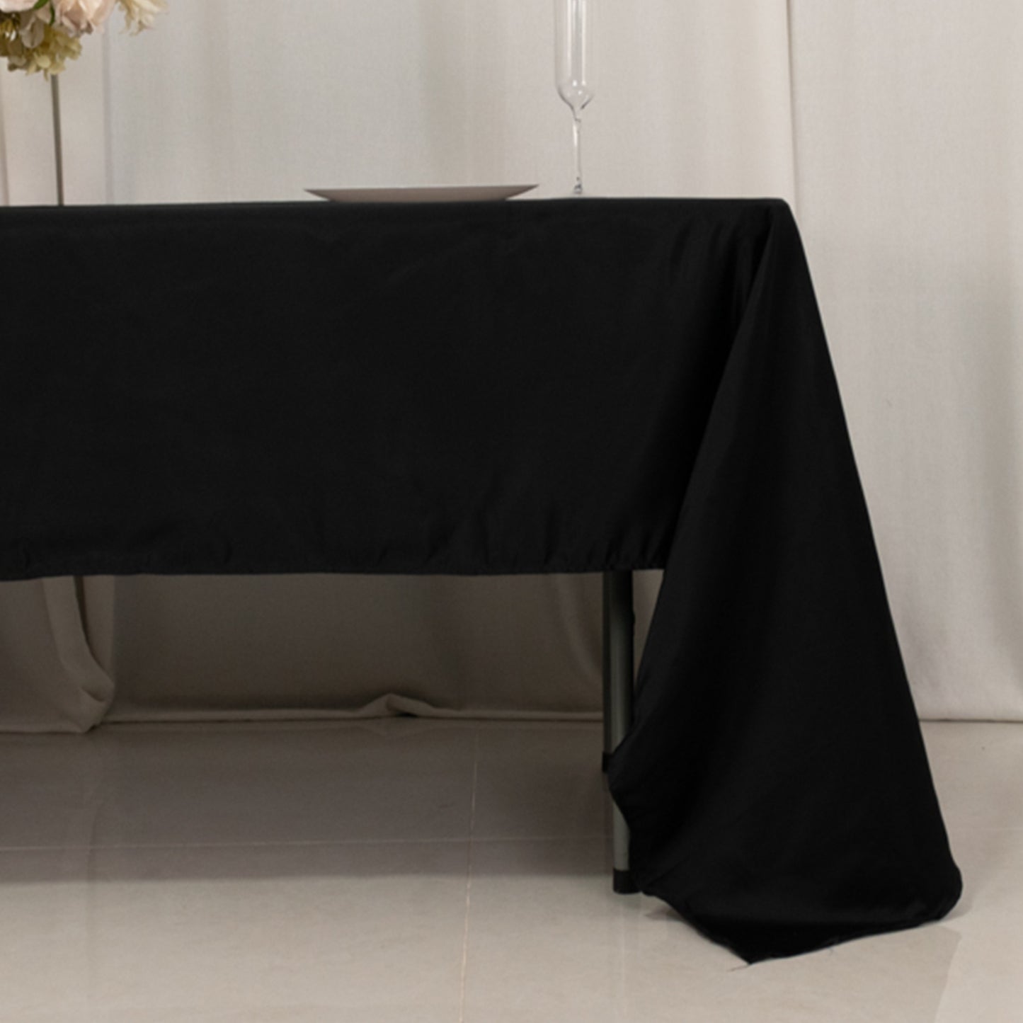 60"x126" Black Lamour Satin Rectangle Tablecloth