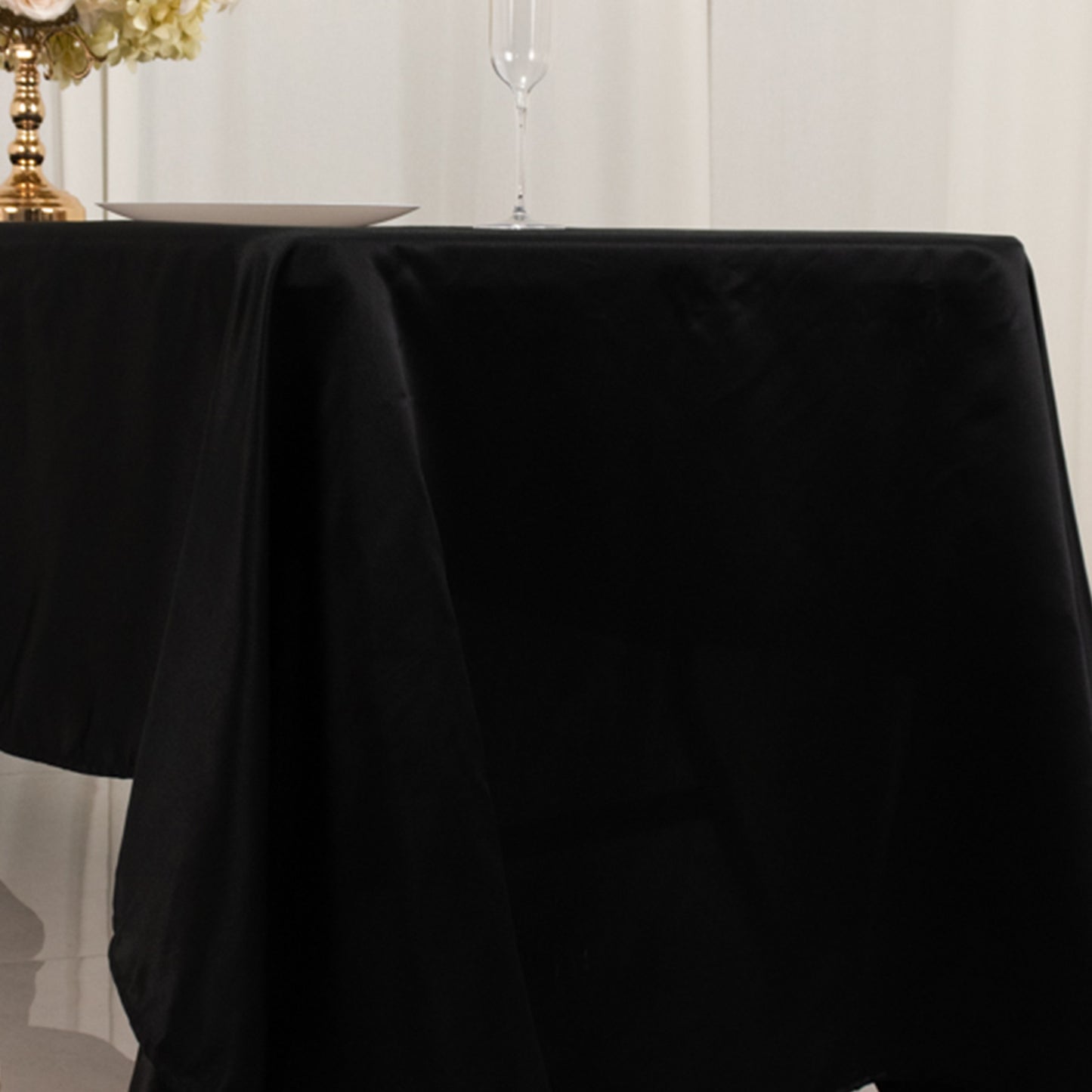 60"x126" Black Lamour Satin Rectangle Tablecloth