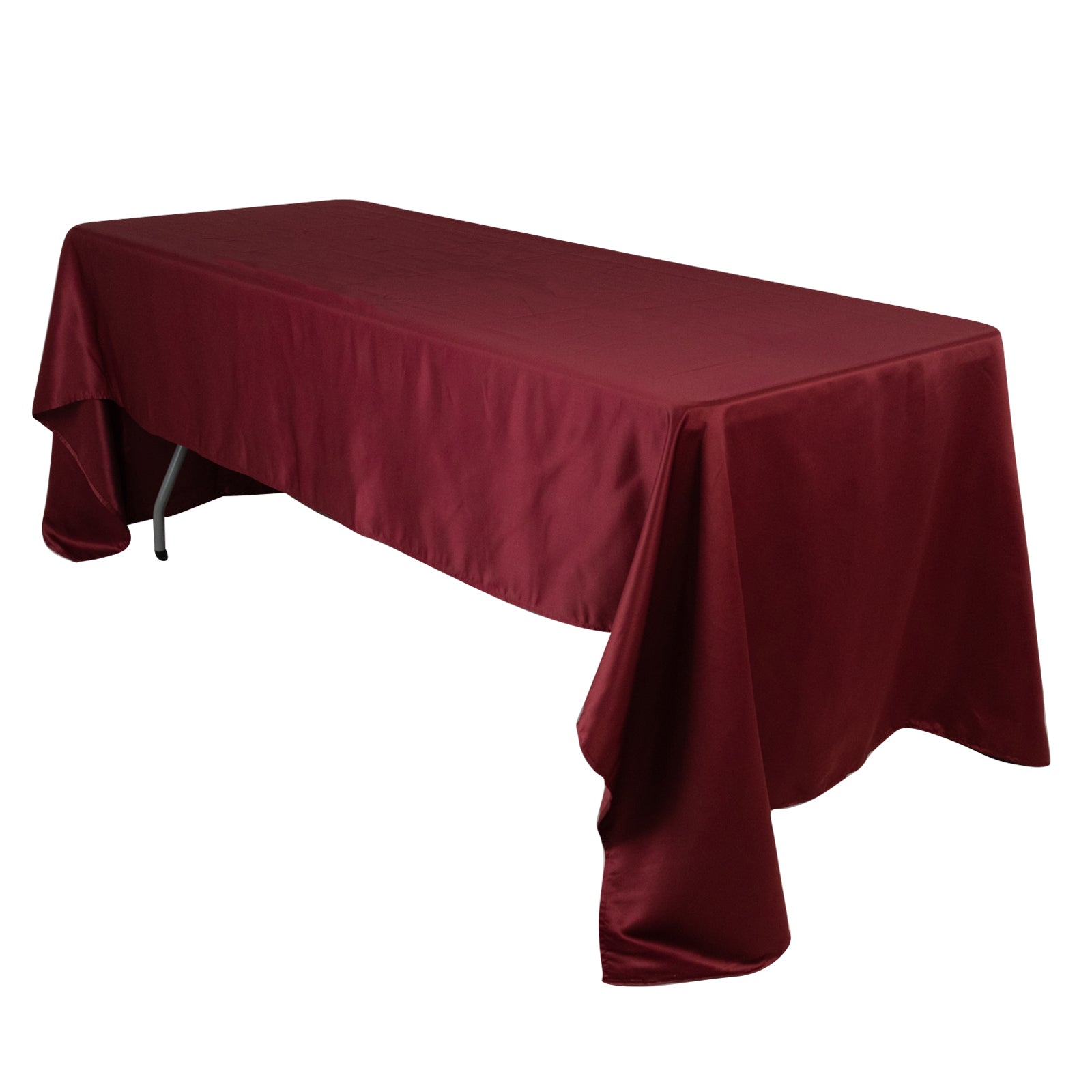 Burgundy satin rectangle tablecloth, 60"x126".