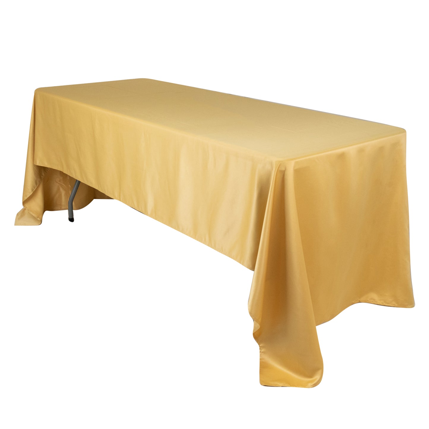 Champagne satin rectangle tablecloth, 60"x126" size.