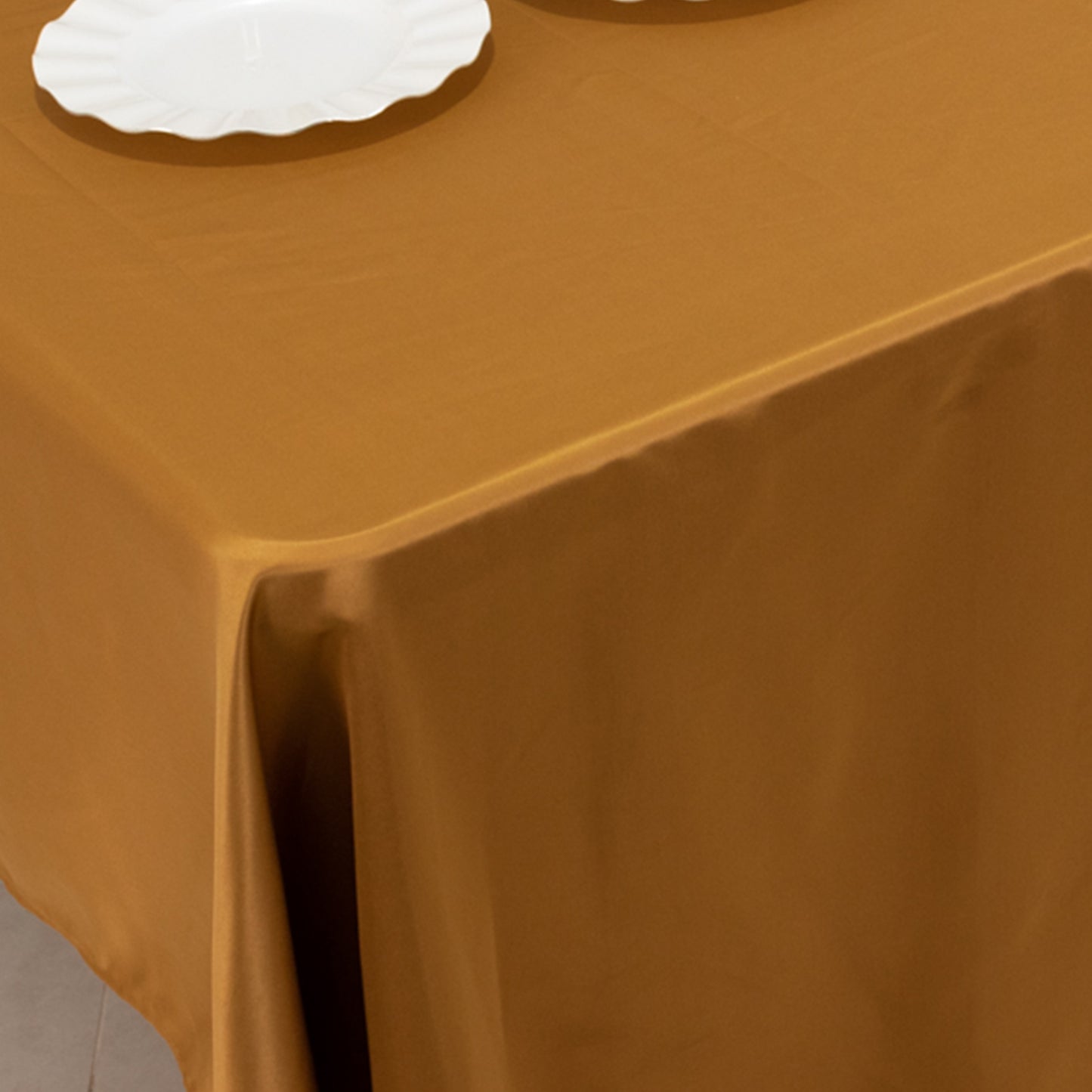 60"x126" Gold Lamour Satin Rectangle Tablecloth