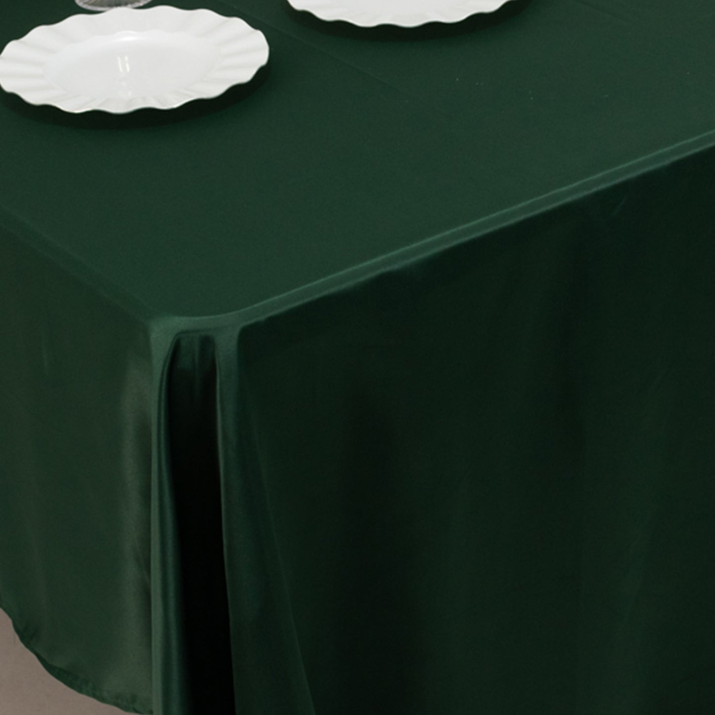 60"x126" Hunter Emerald Green Lamour Satin Rectangle Tablecloth