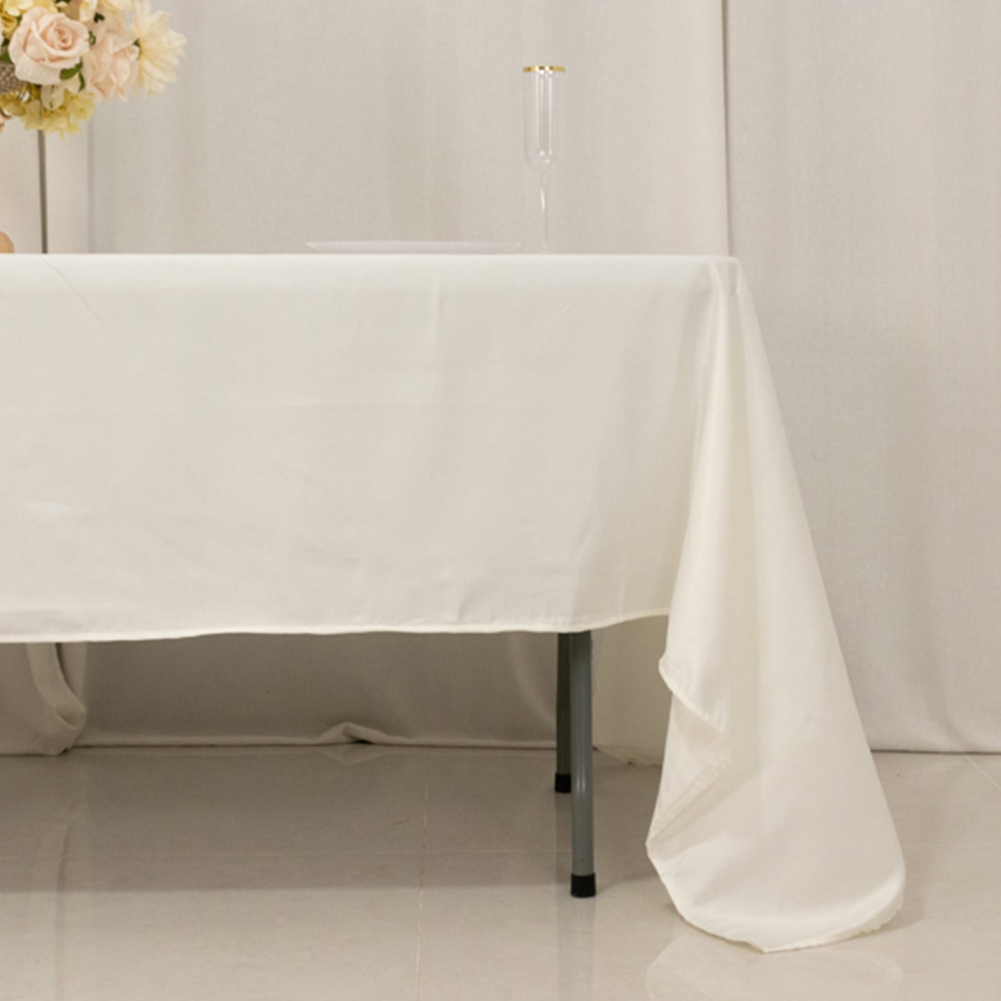 60"x126" Ivory Lamour Satin Rectangle Tablecloth