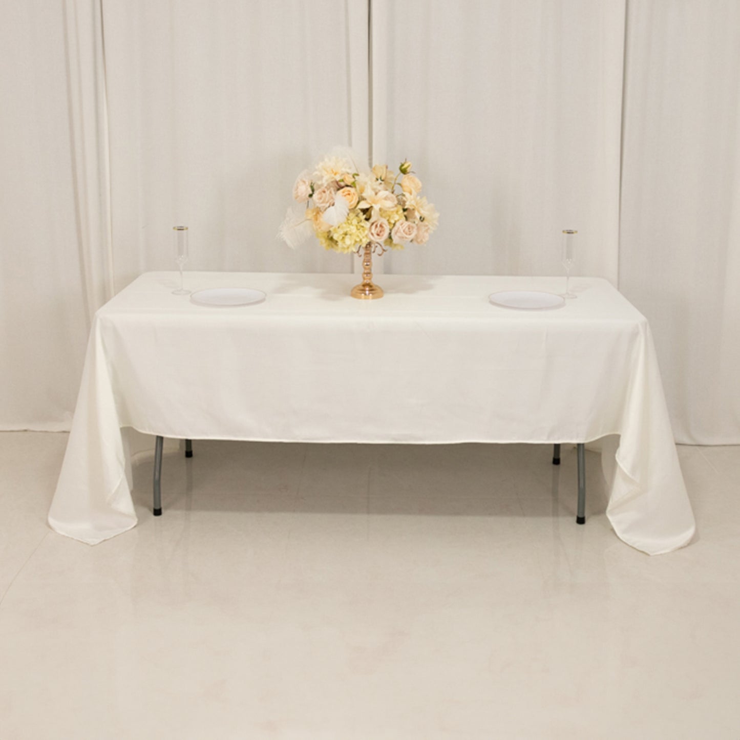 60"x126" Ivory Lamour Satin Rectangle Tablecloth