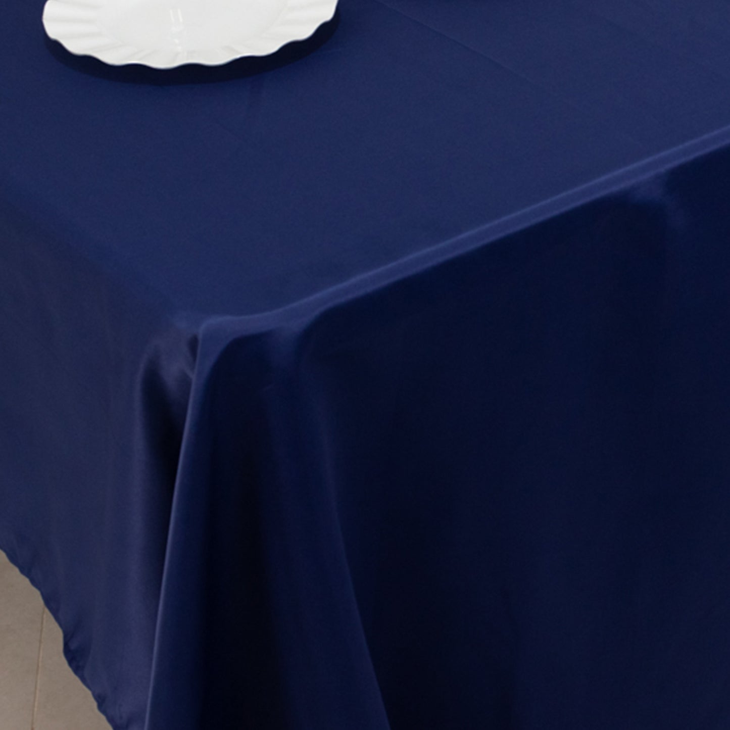 60"x126" Navy Blue Lamour Satin Rectangle Tablecloth