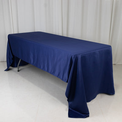 Navy Blue Lamour Satin Seamless Rectangle Tablecloth