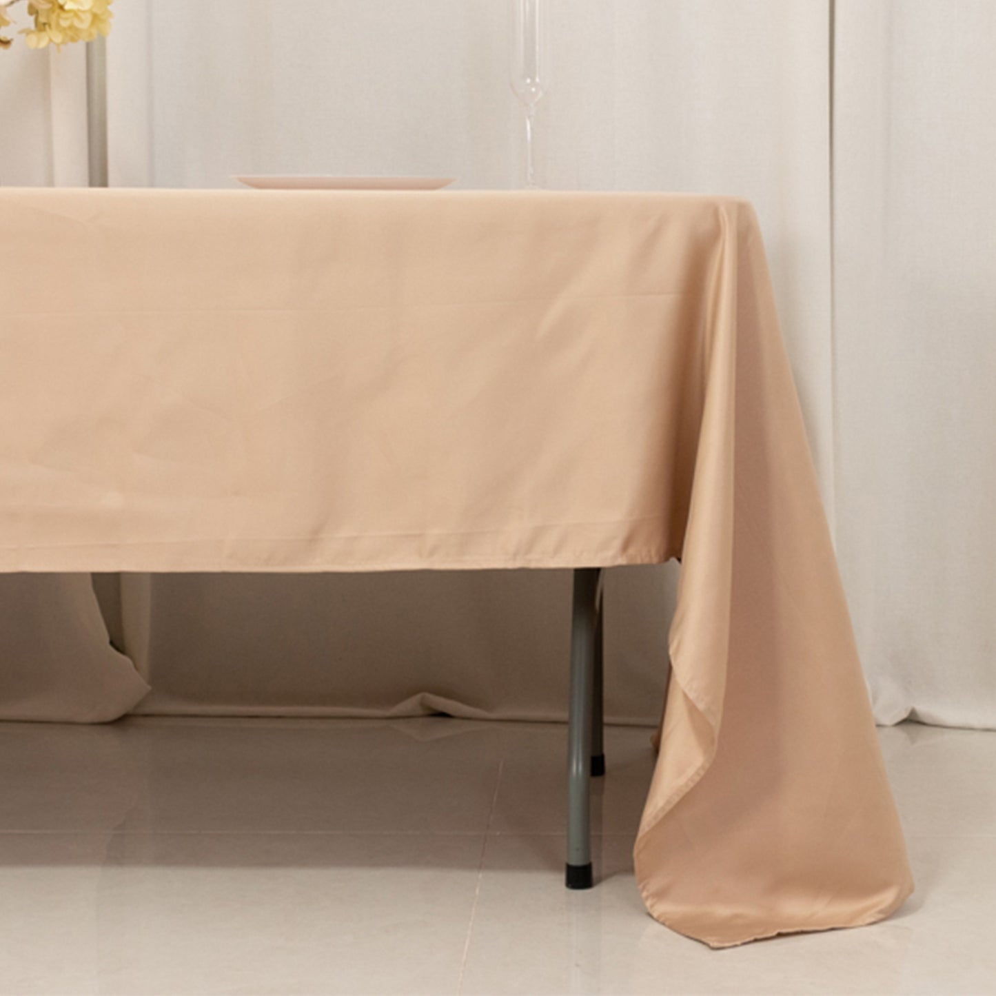 60"x126" Nude Lamour Satin Rectangle Tablecloth