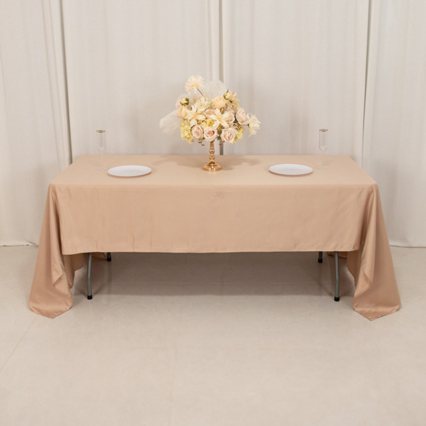 60"x126" Nude Lamour Satin Rectangle Tablecloth