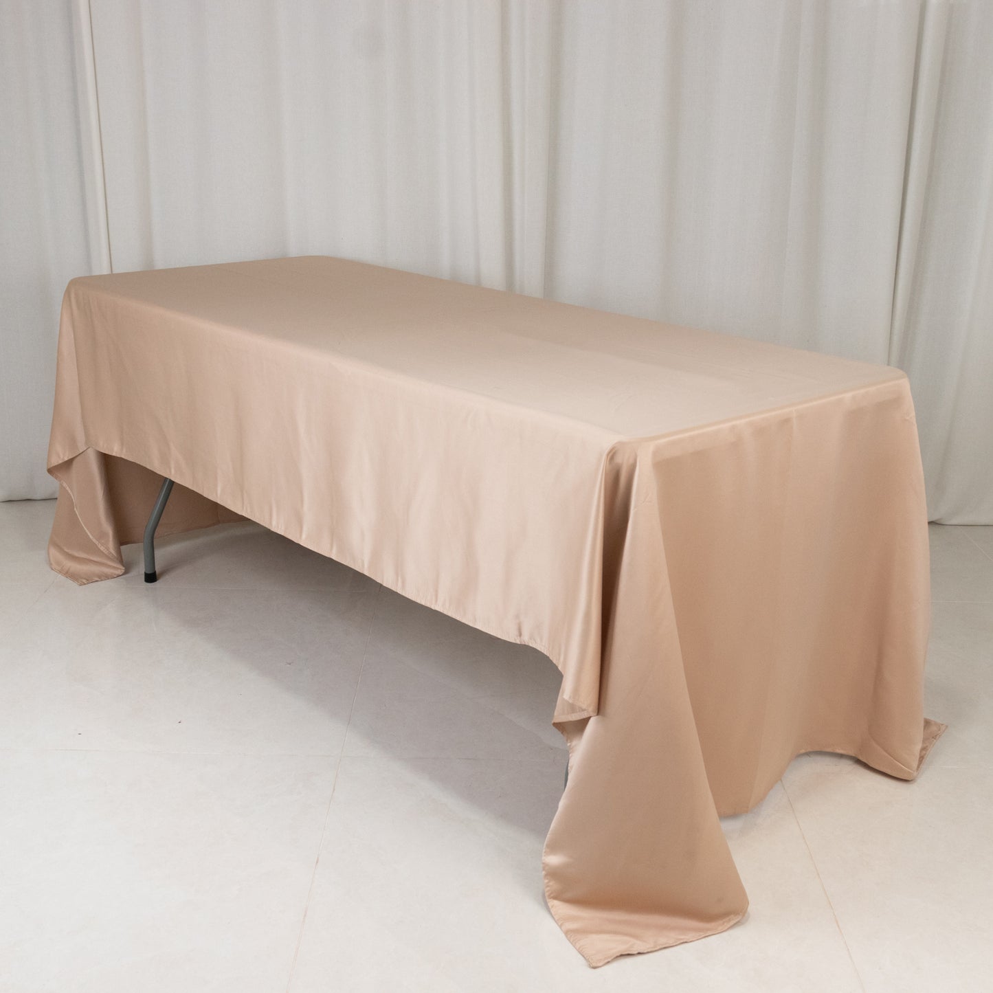 60"x126" Nude Lamour Satin Rectangle Tablecloth
