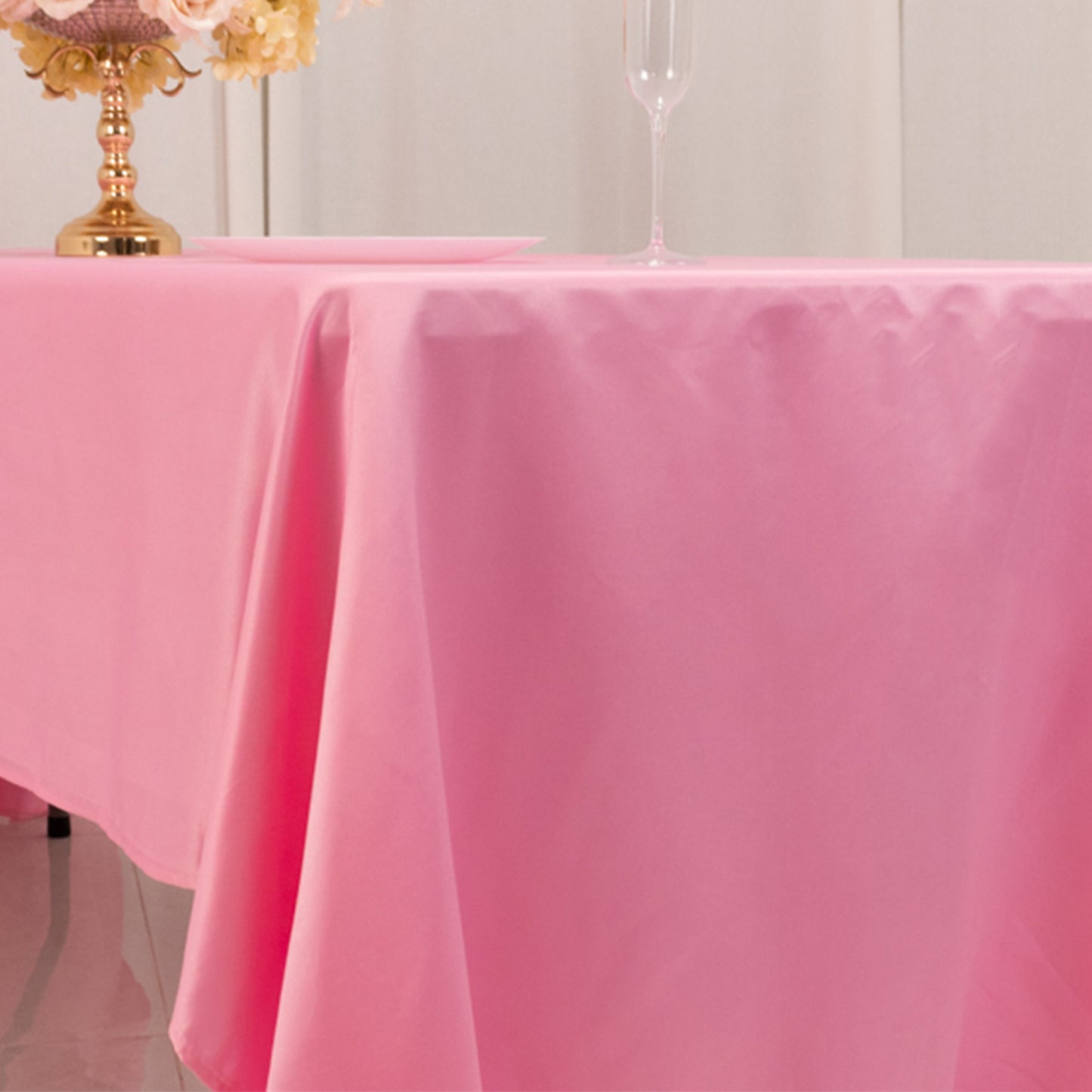 Pink satin rectangle tablecloth, 60"x126".