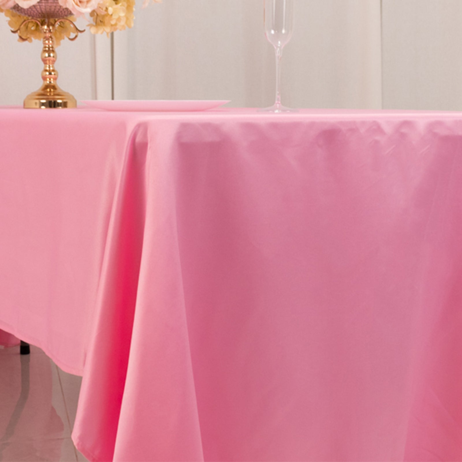 Pink satin rectangle tablecloth, 60"x126".