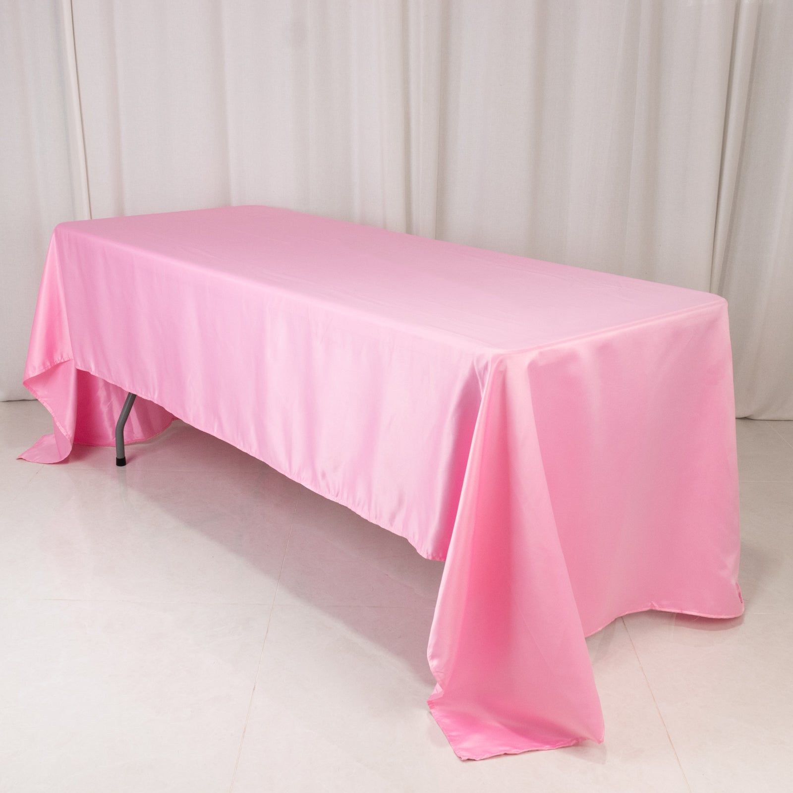 Pink satin rectangle tablecloth, 60"x126".