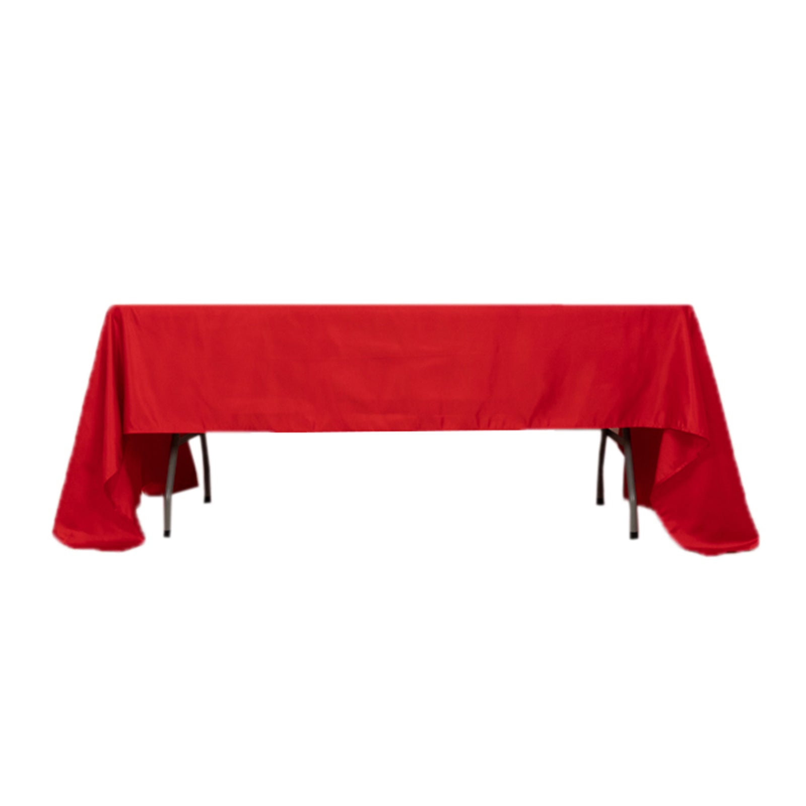 Red Lamour satin rectangle tablecloth 60"x126" for elegant dining setups.