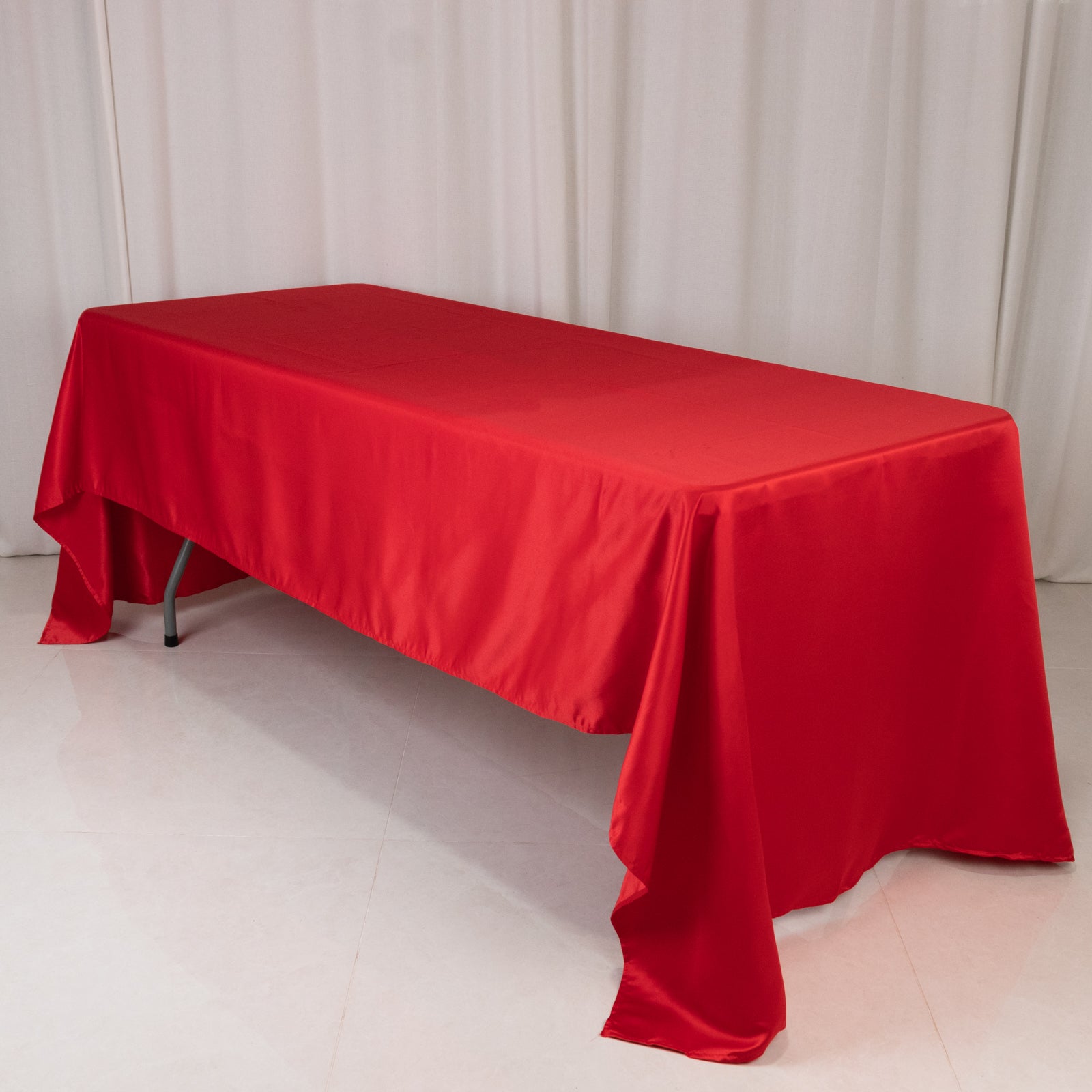 Red Lamour satin rectangle tablecloth, 60"x126".