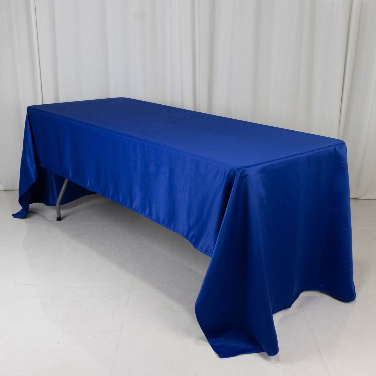 Royal blue satin rectangle tablecloth, 60"x126".