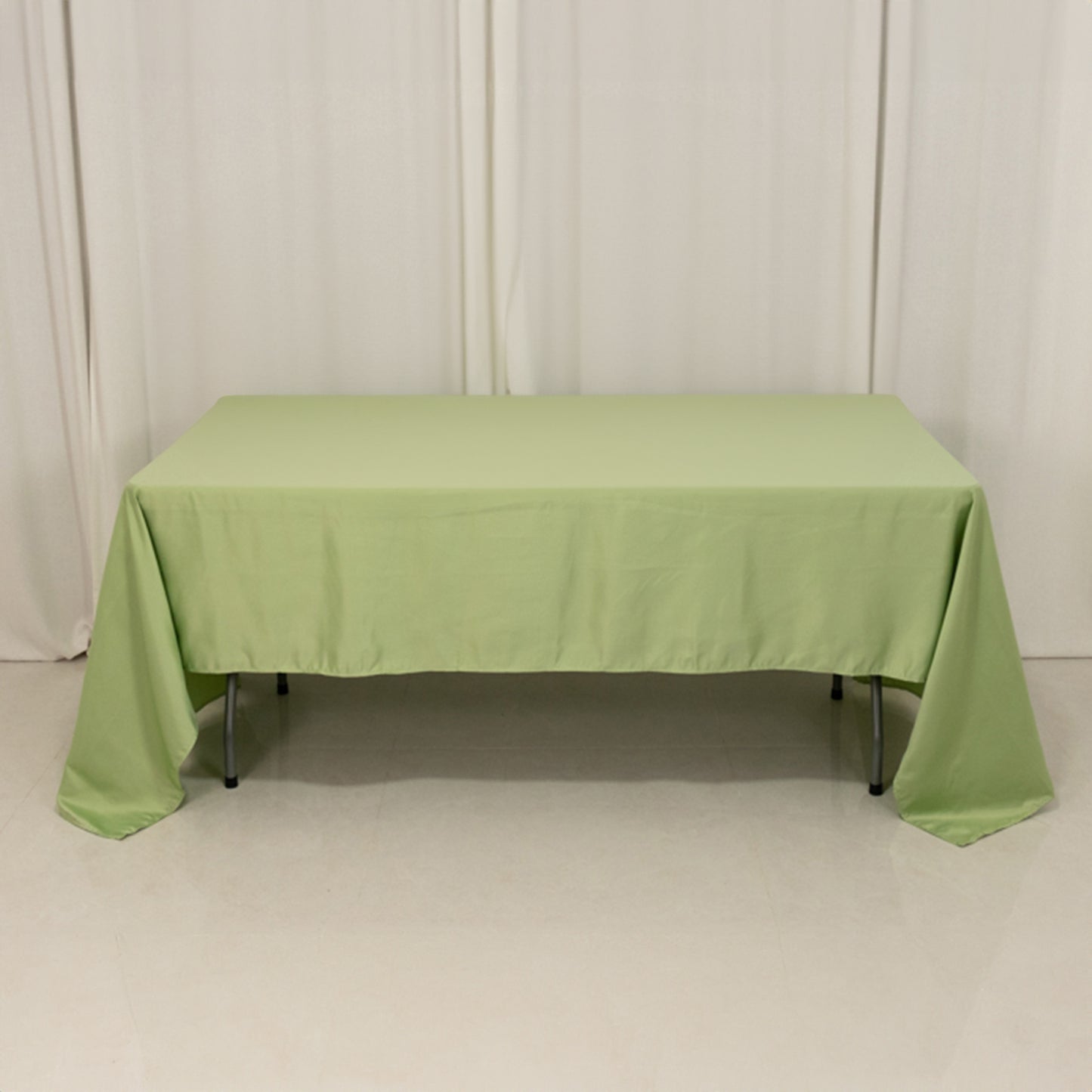 60"x126" Sage Green Lamour Satin Rectangle Tablecloth