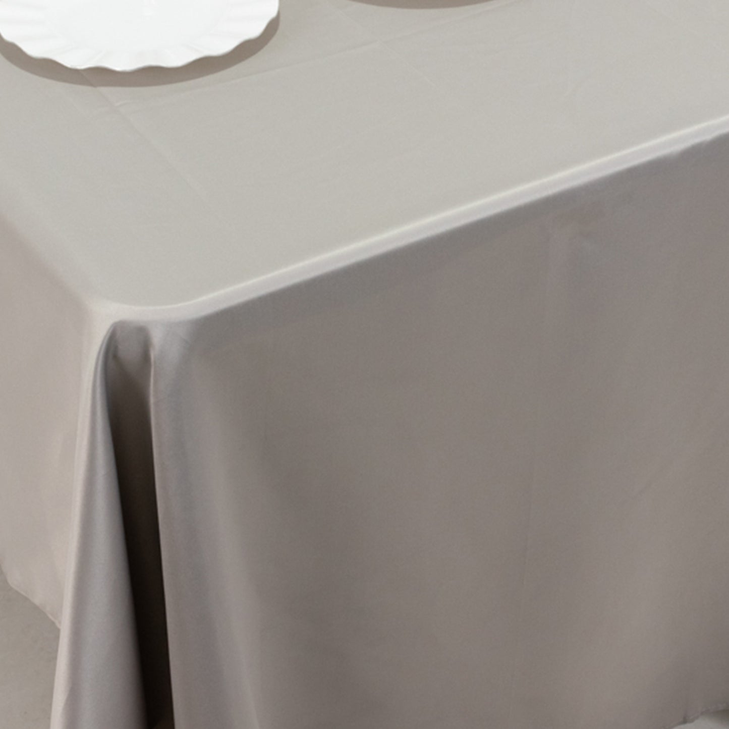 60"x126" Silver Lamour Satin Rectangle Tablecloth