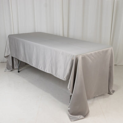 Silver Lamour Satin Seamless Rectangle Tablecloth
