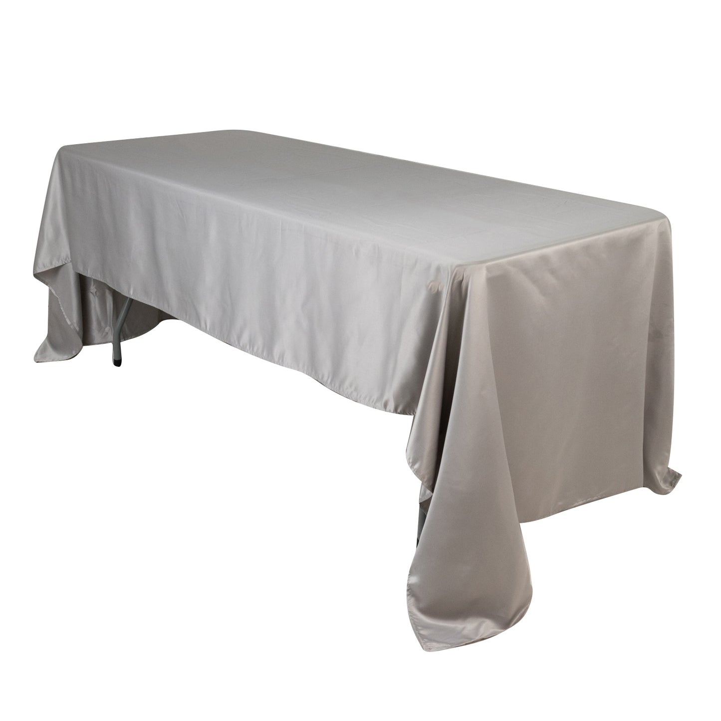 60"x126" Silver Lamour Satin Rectangle Tablecloth