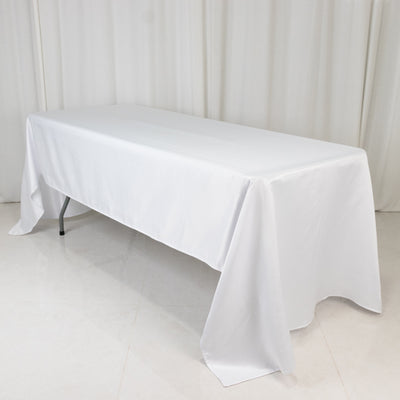 White Lamour Satin Seamless Rectangle Tablecloth