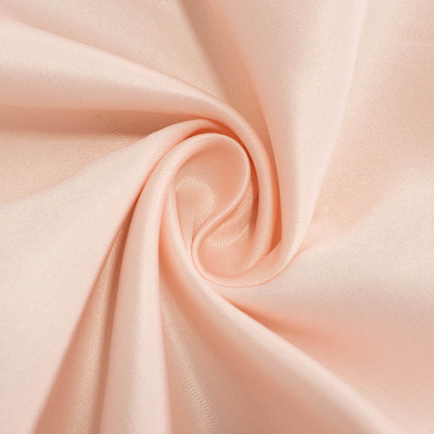 Blush satin tablecloth for 6-foot table with floor-length drop.