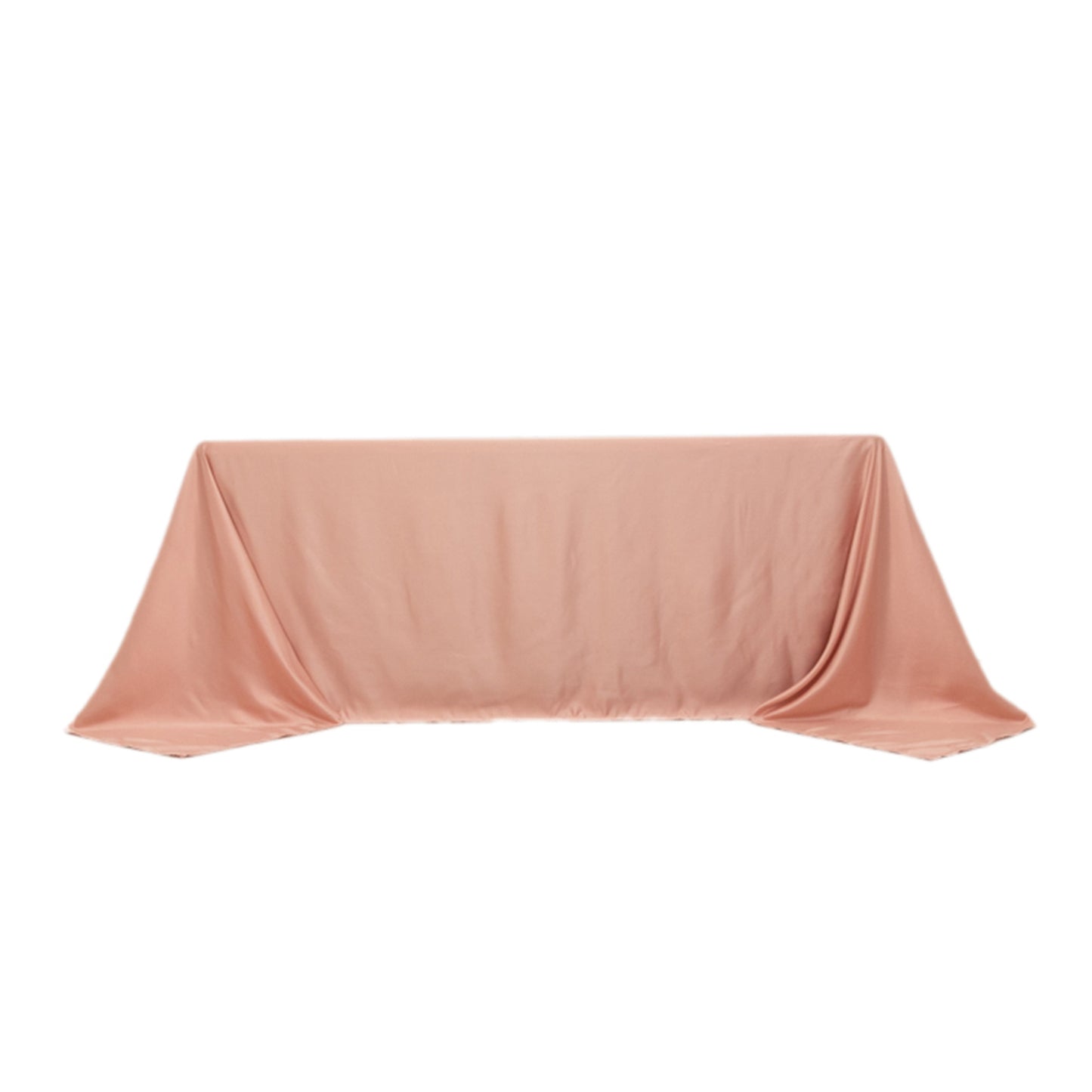 90"x132" Dusty Rose Seamless Lamour Satin Rectangle Tablecloth for 6 Foot Table With Floor-Length Drop