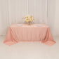 90"x132" Dusty Rose Seamless Lamour Satin Rectangle Tablecloth for 6 Foot Table With Floor-Length Drop